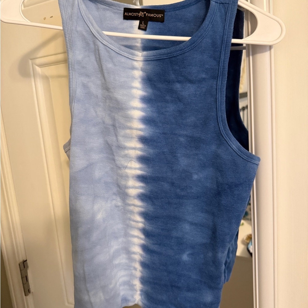 Almost Famous Blue and White Tie-Dye Tank Top